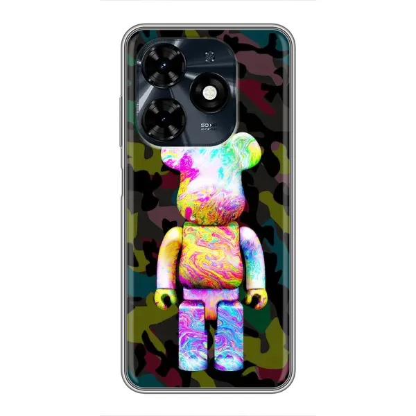 Чохол з принтом «Яскравий Bearbrick» для TECNO Spark 20c