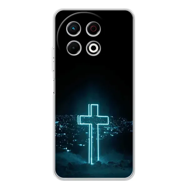 Чехол с принтом «Крест и город» для TECNO Spark 30 Pro