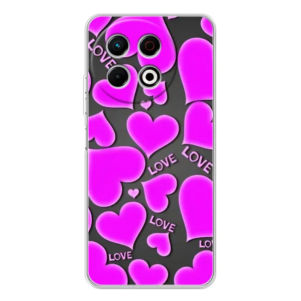 Чохол з принтом «Pink hearts» для TECNO Spark 30 Pro