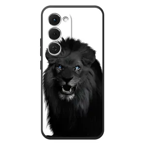 Чехлы с картинками животных Tecno Spark 40 Pro Plus (Черный ЛЕВ)