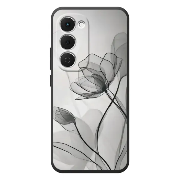 Чехол с принтом «Черные цветы» для TECNO Spark 40 Pro Plus