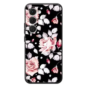 Чехлы с Цветами для Tecno Spark 40 Pro Plus (VPrint) (Цветочки на черном)