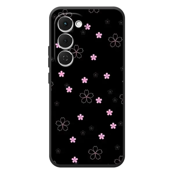 Чехол с принтом «Розовые цветы на черном» для TECNO Spark 40 Pro Plus