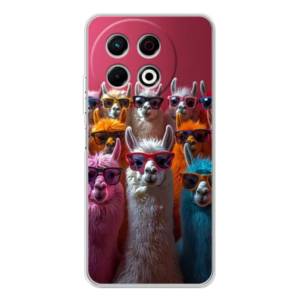 Чехол с принтом «Ламы в очках» для TECNO Spark 40 Pro