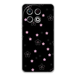 Чехол с принтом «Розовые цветы на черном» для TECNO Spark 40 Pro