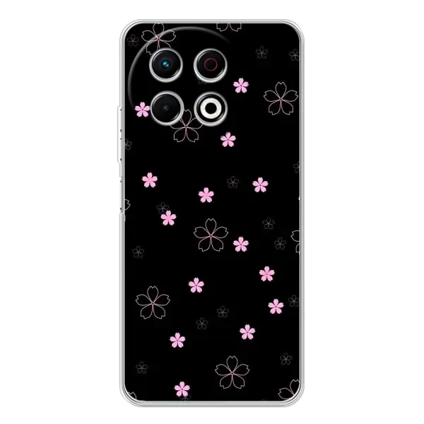 Чехол с принтом «Розовые цветы на черном» для TECNO Spark 40 Pro