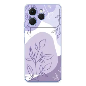 Силиконовый чехол с принтом в цветах на Tecno Spark 40 (Фиолетовые листья абстракция)