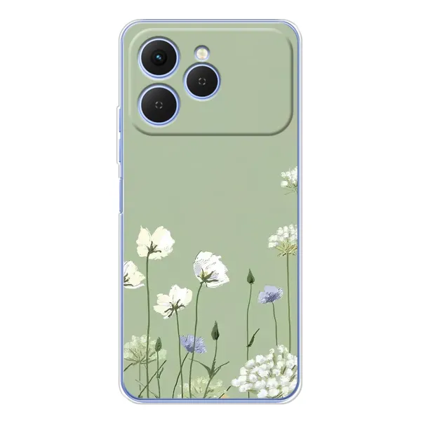 Чехол с принтом «Цветы на зеленом» для TECNO Spark 40