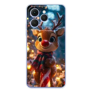 Яскравий чохол для TECNO Spark 40 з Зимові Оленята (Олень з шарфом)
