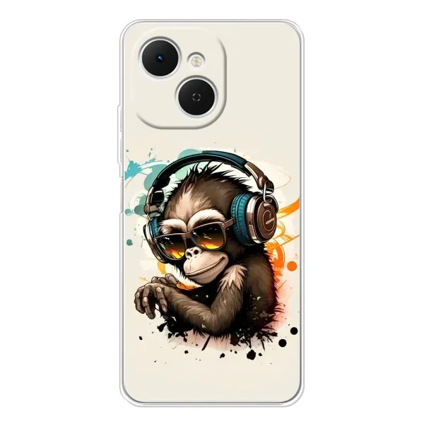 Чехол с принтом «Макака в наушниках» для TECNO Spark 40C