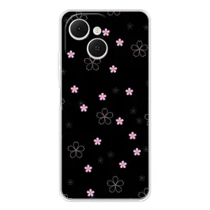 Чохол з розовим принтом для TECNO Spark 40C (Рожеві квіти на чорному)