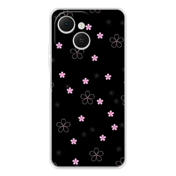 Чехол с принтом «Розовые цветы на черном» для TECNO Spark 40C