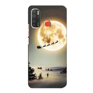 Новогодние, Праздничные Чехлы для TECNO Spark 5 Pro - 2024 год (Санта на луне)