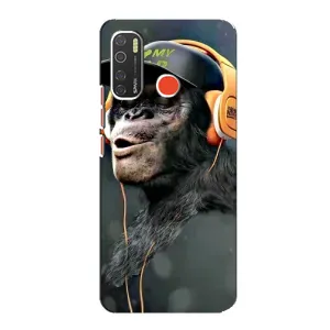 Чехол с Обезьянами TECNO Spark 5 Pro - (AlphaPrint) (В наушниках)