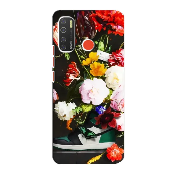 Чохол з принтом «Nike цветы» для TECNO Spark 5