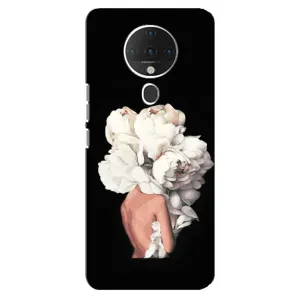 Чехлы (ART) Цветы на TECNO Spark 6 (VPrint) (Белые цветы)