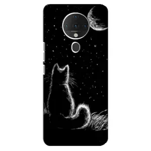 Чехол с принтом для TECNO Spark 6 (AlphaPrint) Модные коты (Котик и луна)