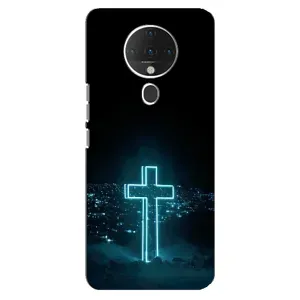 Чехол для TECNO Spark 6 (AlphaPrint) - (Христианские) (Крест и город)