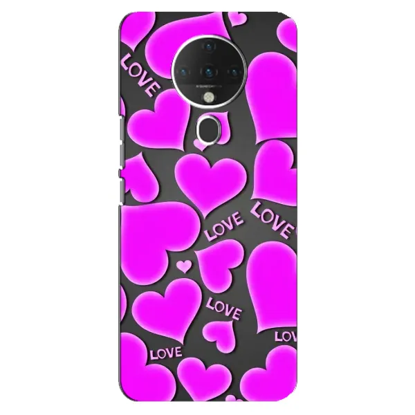 Чохол з принтом «Pink hearts» для TECNO Spark 6