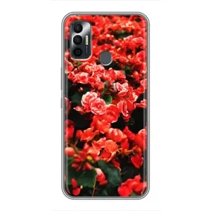 Чехол с принтом «Цветы красные» для TECNO Spark 7 (KF6n)