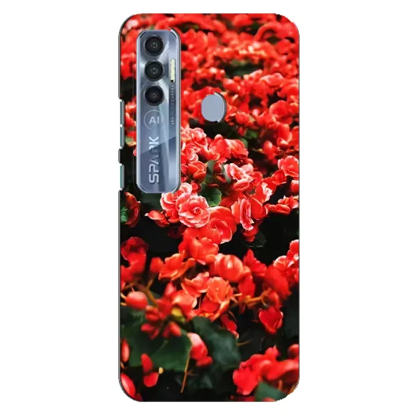 Чехол с принтом «Цветы красные» для TECNO Spark 7 Pro