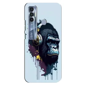 Чохол з Мавпами TECNO Spark 7 Pro - (AlphaPrint) (Горила в навушниках)