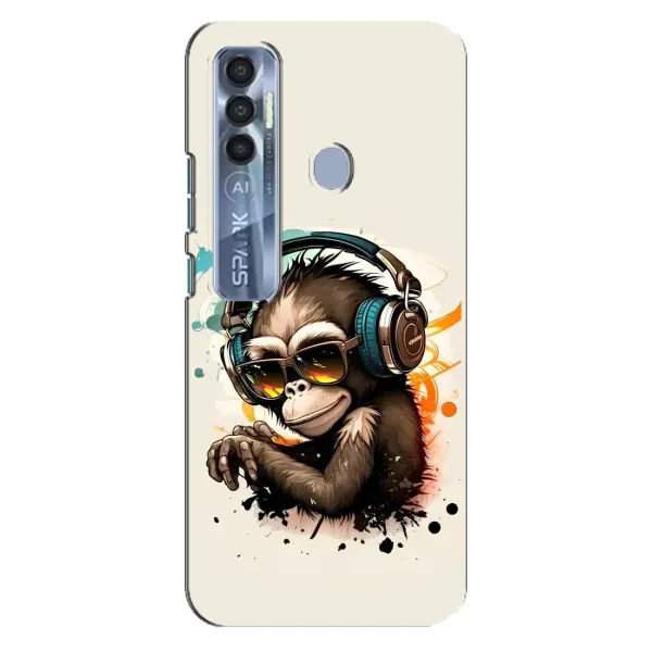Чехол с принтом «Макака в наушниках» для TECNO Spark 7 Pro
