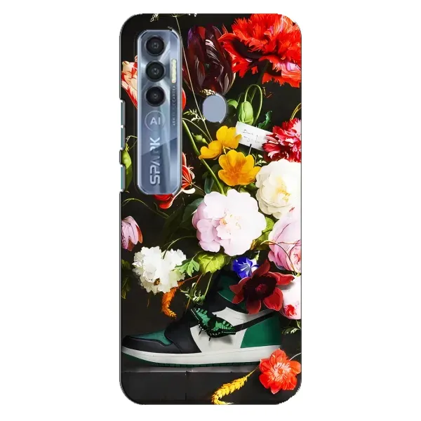 Чехол с принтом «Nike цветы» для TECNO Spark 7 Pro