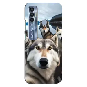 Чохол з Хаскі TECNO Spark 7 Pro - (AlphaPrint) (Селфі Хаскі)