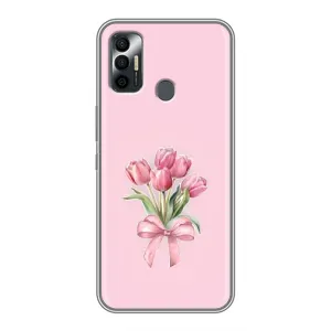 Чехол с розовым рисунком для TECNO Spark 7P (Букет цветов)