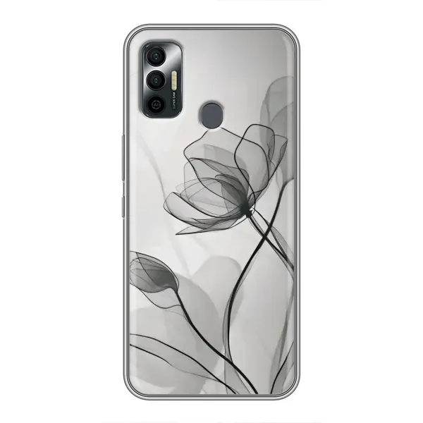 Чохол з принтом «Чорні квіти» для TECNO Spark 7P Чохол з принтом «Чорні квіти» для TECNO Spark 7P