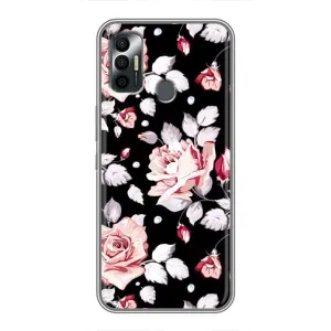 Чехол с принтом «Цветочки на черном» для TECNO Spark 7P