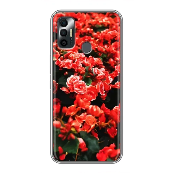 Чехол с принтом «Цветы красные» для TECNO Spark 7P