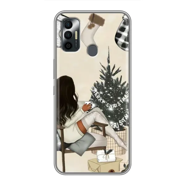 Чохол з принтом «Дівчина з ялинкою» для TECNO Spark 7P