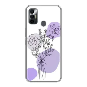 Силконовий чохол з принтом в квітах на TECNO Spark 7P (Букет фіолетова абстракція)