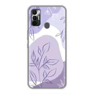 Силконовий чохол з принтом в квітах на TECNO Spark 7P (Фіолетове листя абстракція)