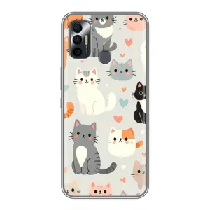 Чехол с рисунком кот на TECNO Spark 7P (Коллаж котов)