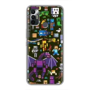 Чехол Майнкрафт на TECNO Spark 7P (AlphaPrint) Minecraft (Коллаж Майнкрафт)