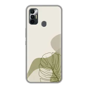 Силконовий чохол з принтом в квітах на TECNO Spark 7P (Зелена монстера дизайн)