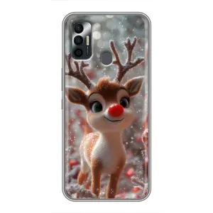 Яркий чехол для TECNO Spark 7P с Зимними Оленятами
