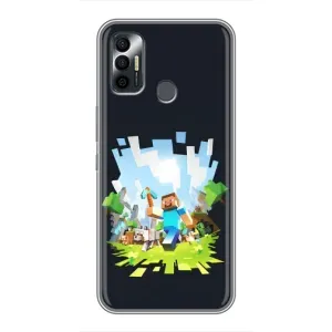 Чехол Майнкрафт на TECNO Spark 7P (AlphaPrint) Minecraft (персонажи Minecraft)