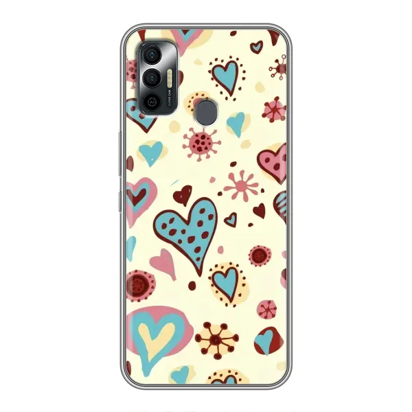 Чохол з принтом «Сердечки» для TECNO Spark 7P