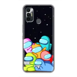 Чехол Амонг Ас для TECNO Spark 7P (AlphaPrint) (Скины в космосе)