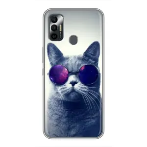 Чехол с принтом для TECNO Spark 7P (AlphaPrint) Модные коты (Стильный кот)