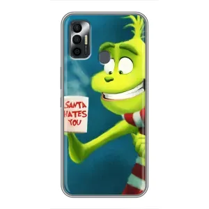 Рождественские Чехлы для TECNO Spark 7P (VPrint) (Зеленый Гринч)