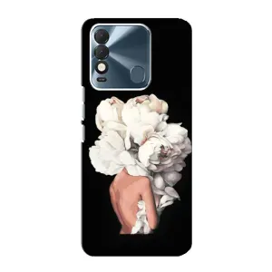 Чехлы (ART) Цветы на TECNO Spark 8 (VPrint) (Белые цветы)