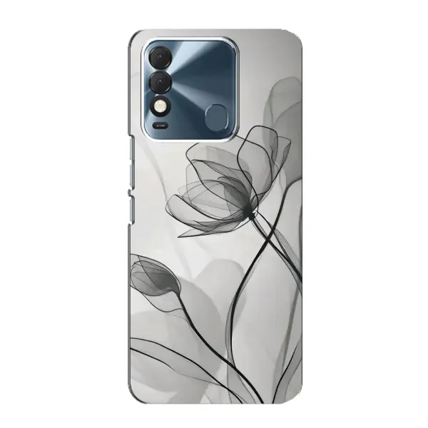 Чехол с принтом «Черные цветы» для TECNO Spark 8