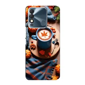 Чехол с уникальным дизайном «Осень с кофе» для TECNO Spark 8 (Кофе и тыковки)