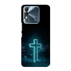 Чехол для TECNO Spark 8 (AlphaPrint) - (Христианские) (Крест и город)