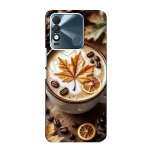 Чехол с уникальным дизайном «Осень с кофе» для TECNO Spark 8 (Пряный кофе)